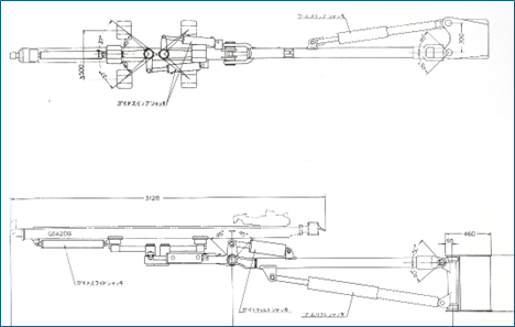クロスオーバーブーム（左右へ大きく振ることが可能）